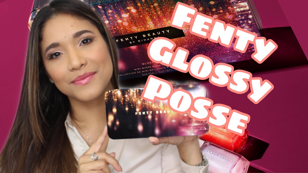 FENTY BEAUTY GLOSSY POSSE MINI GLOSS BOMB SET DEMO AND REVIEW / MEDIUM - TAN FRIENDLY?