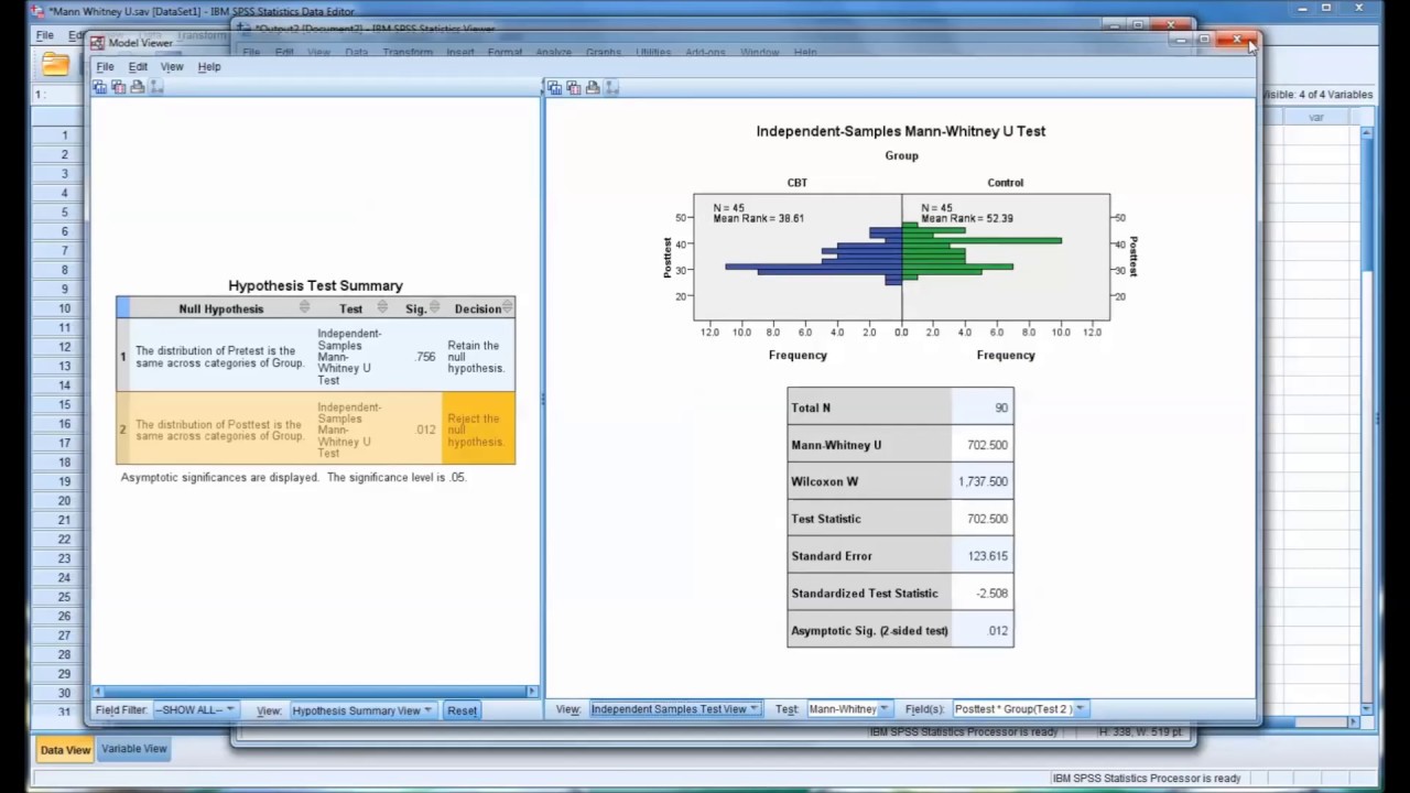 Mann-Whitney U Test in SPSS - YouTube