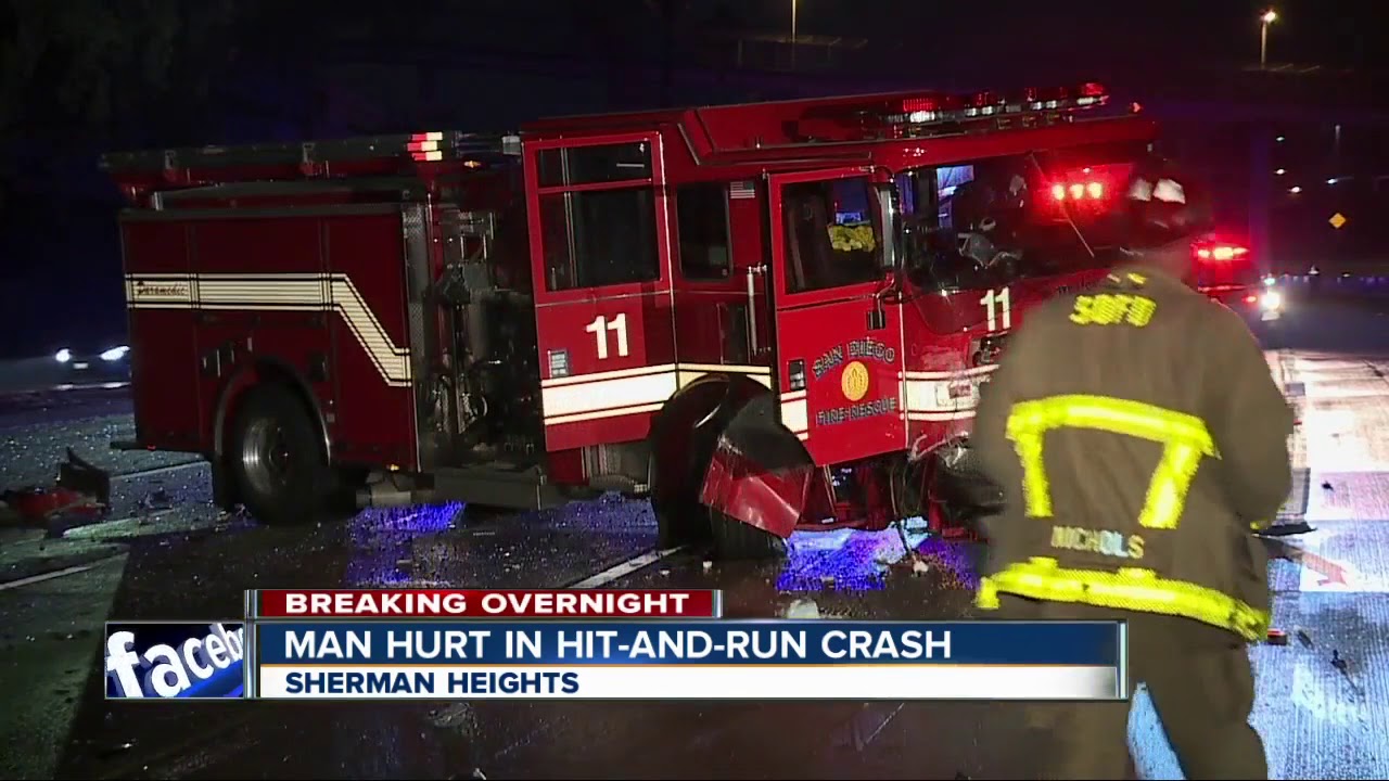 Car crashes into fire engine responding to hit-and-run - YouTube