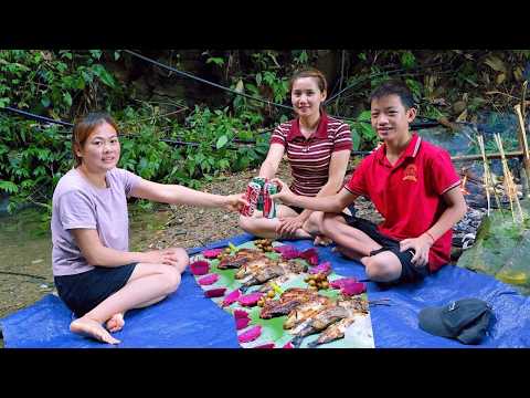 A peaceful picnic and barbecue by the beautiful little waterfall with Bac's family.