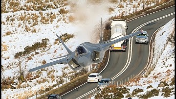 MACH LOOP F35 Lightning low in the snow - 4K