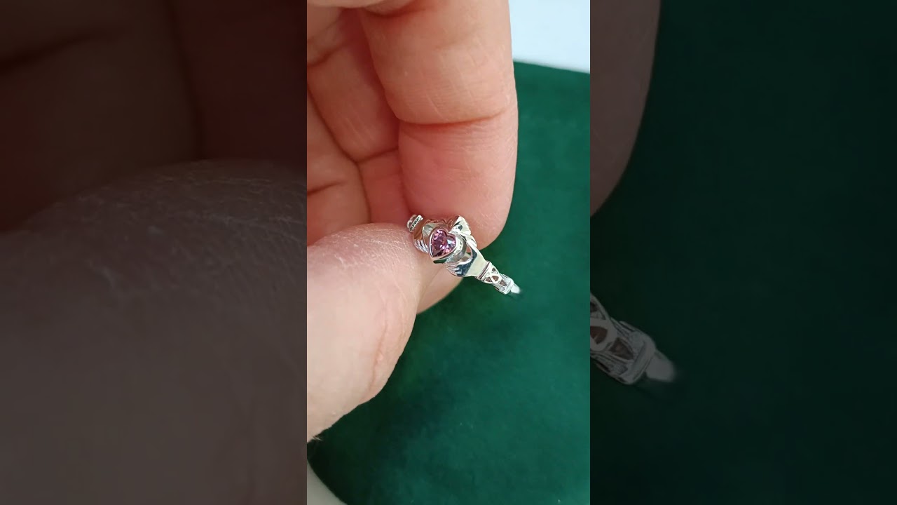 Women's 925 Sterling Silver Trinity Knot Ring With CZ Birthstone – Personalized Celtic Ring, Size 11
