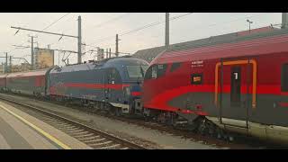 Abfahrt der 1216 012-5 am RJX184 und 1116 213-0 am RJX161 in Linz Hbf am 21.3.2026 