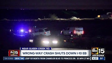 Wrong-way crash reported on I-10 eastbound near Queen Creek Road