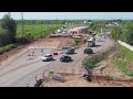 Строительство четырёхполосный дороги в Кинеле Самарской области с высоты птичьего полета