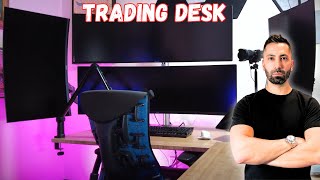 Quad Curved Monitor Trading Desk Setup -2024