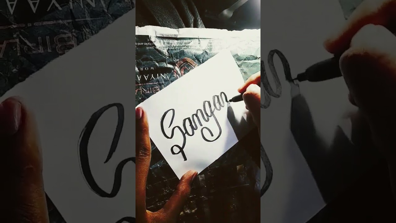 Sangam name in calligraphy#calligraphy#shorts#youtube#gsbrand#brushpen# ...