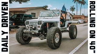 THIS JEEP YJ ON 4Os IS AWESOME! WALKAROUND AND TEST DRIVE!