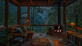 Wooden Treehouse Room with Fireplace, Rain sounds for Sleeping, Healing | Say Goodbye To Insomnia