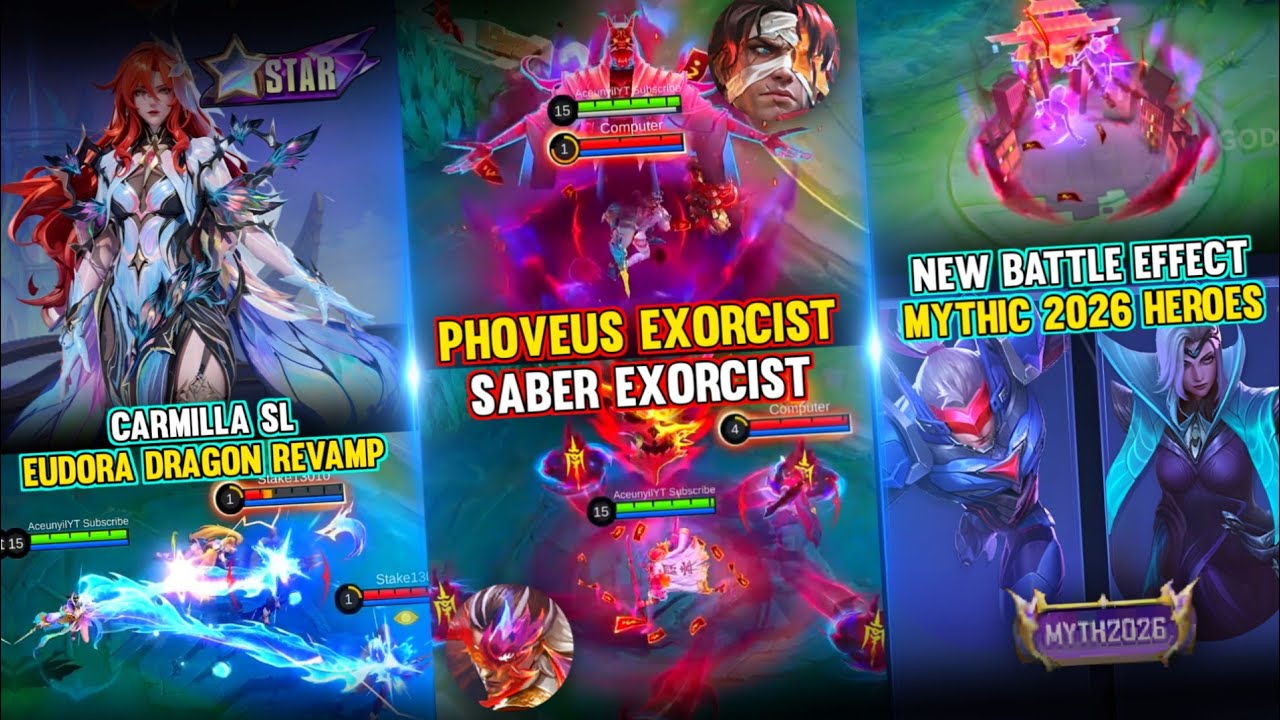 NEW SABER PHOVEUS RUBY EXORCIST SKINS | MYTHIC 2026 VOTE | HANZO JUNE SL | EUDORA DRAGON SKIN REVAMP