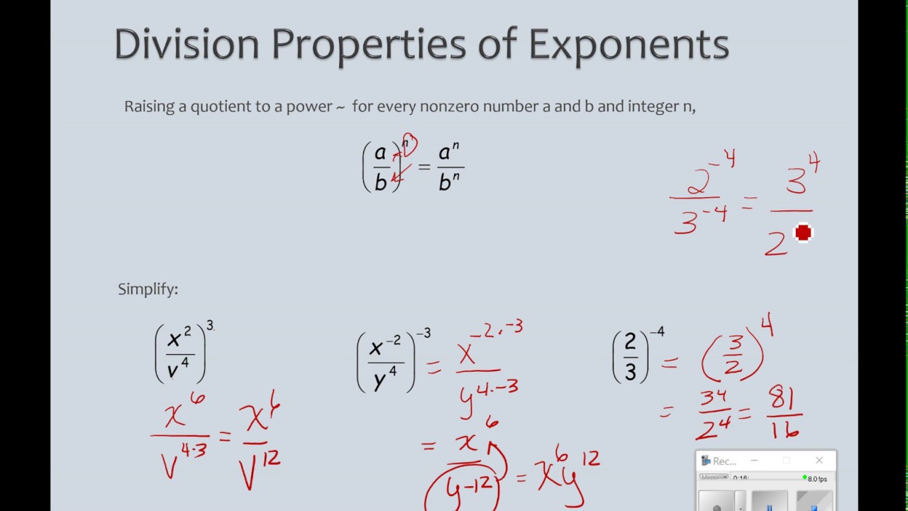 Dividing Numbers With Negative Exponents