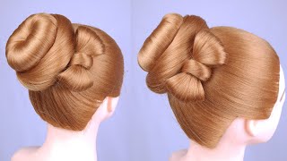 New Bun Hairstyle For Wedding And Party | Trending Hairstyle | Simple Hairstyle | Updo Hairstyle