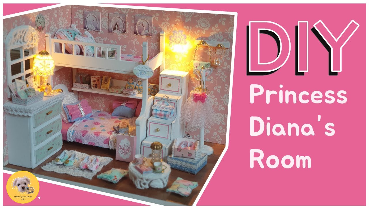 Took me so long to make pink miniature princess room🎀 이 조금한 핑크 공주 미니어처 방 만드느라 힘들었어요ミニチュアハウス 制作玩具屋