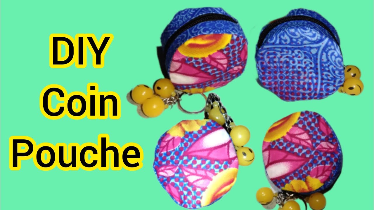 DIY textile round pouche bag//cute zipper mini bag//how to make mini