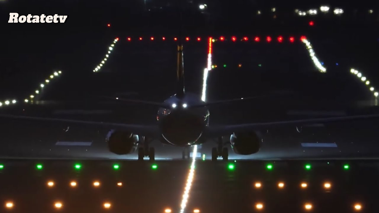 Night Time Filming At Very Windy Birmingham Airport 