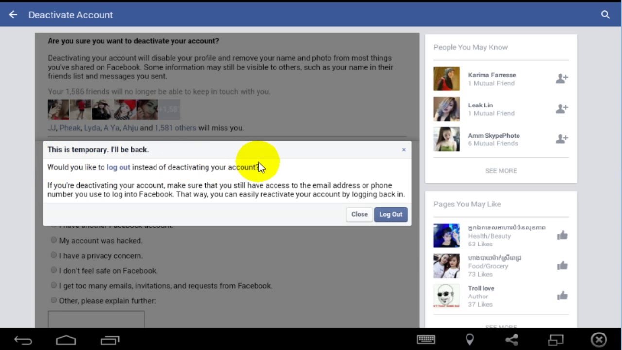 How to block my account facebook or Deactivate my fb account - YouTube