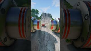 Long Colourful Capsule Buses vs Hydraulic Crush in the game BeamNG.drive