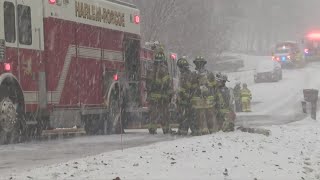 Fire Crews Battle Flames at Roscoe Residence in Winter Weather