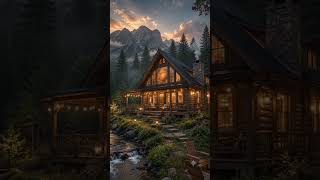 🌲✨ A peaceful cabin hidden in the mountains.. #cabin #CozyCabin #MountainEscape