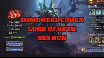 IMMORTAL CODEX LORD OF STYX SSS RUN | WATCHER OF REALMS