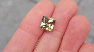 Parti Sapphire Australian Gemtone 2.22Ct Square Yellow With Green Diamond Jeweller Hobart Tasmania