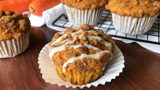 Carrot Cake Muffins With Cream Cheese Glaze