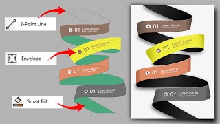 Create 3D Ribbon Infographic Template Design in Coreldraw | Easy & Simple way