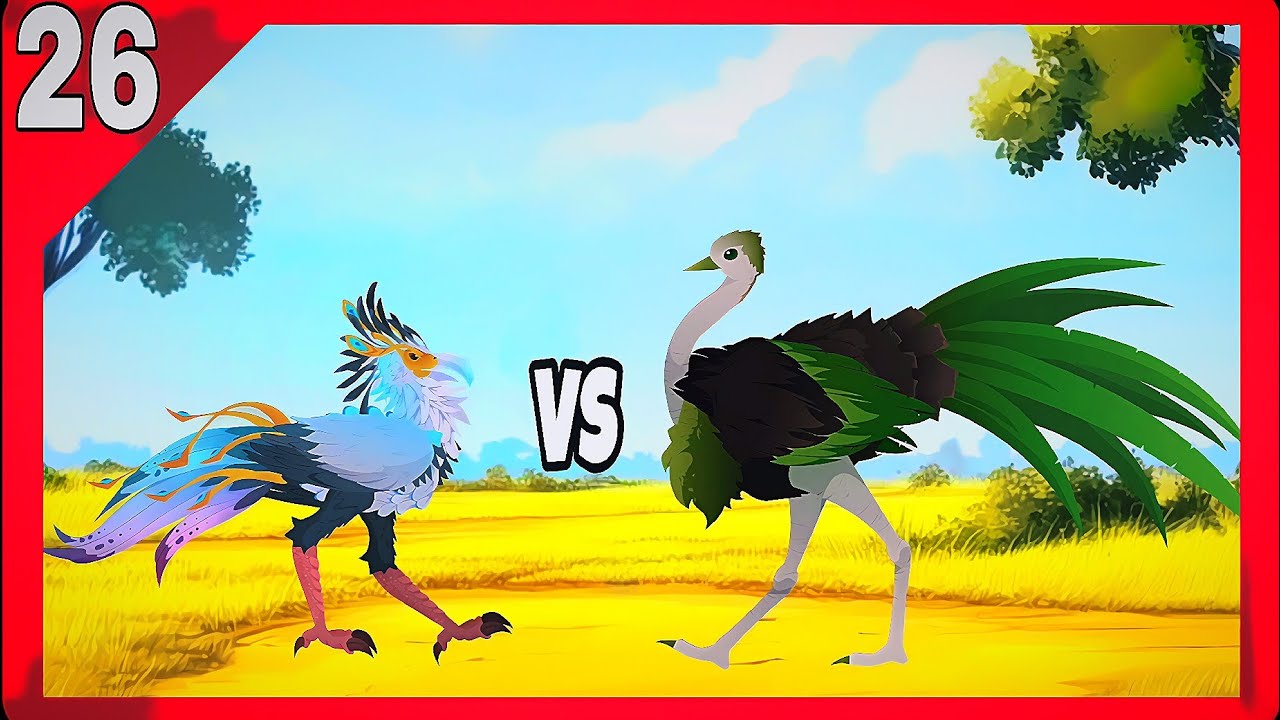 Royal Secretary Bird vs Floral Ostrich | Speed vs Power Showdown! 🦅⚔️🦩