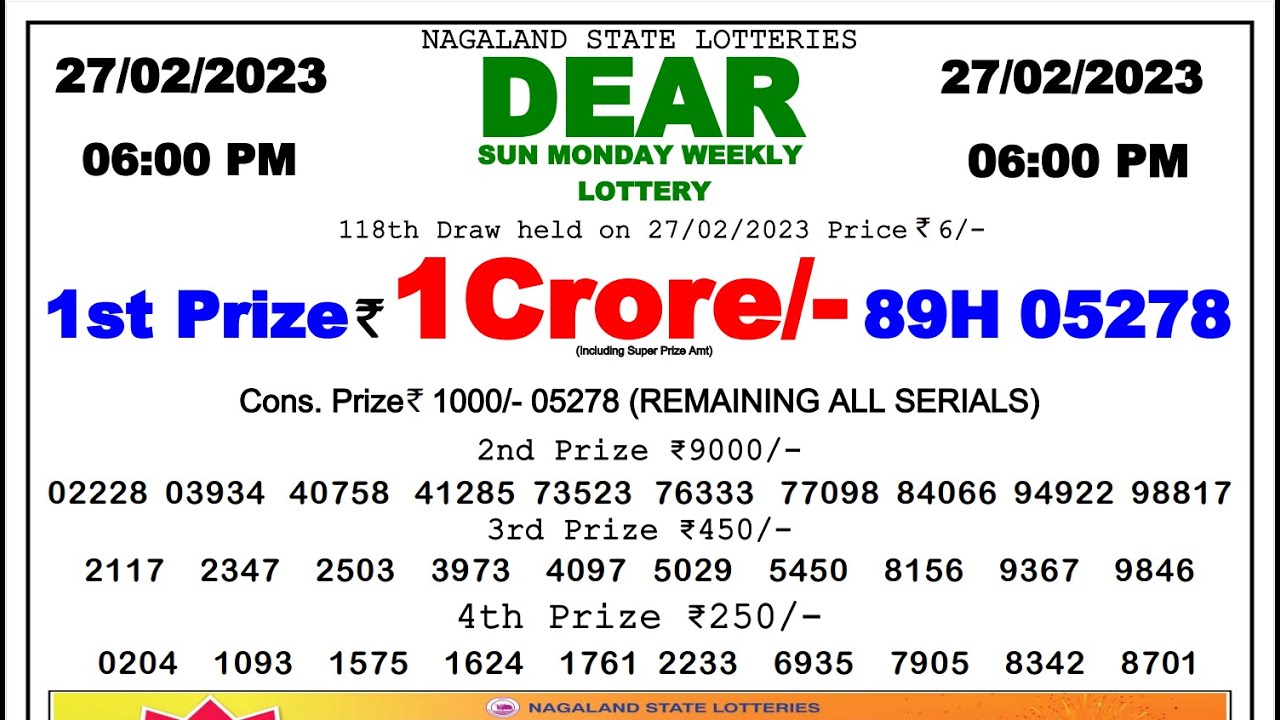Dear Lottery Sambad 6pm today  Nagaland State Lottery Result # lotterysambad - YouTube