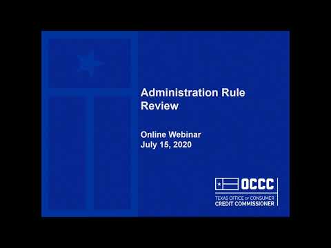 OCCC Administration Rule Review Webinar - July 15, 2020