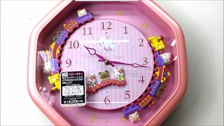 リズム時計 アミューズ掛け時計 ハローキティ 振り子 メロディ ピンク 4MH766MB13　Hello Kitty　Melodies In  Motion Wall Clock