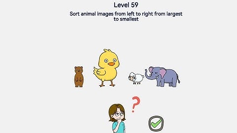 Brain Out 2 Level 59 Sort animal images left to right from largest to smallest Walkthrough Solution