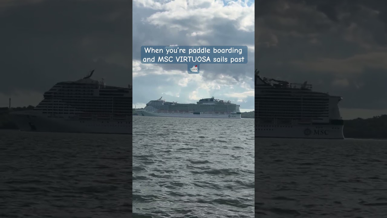 Paddle boarding with a view! #mscvirtuosa #paddleboarding #cruiseship  #cruising #seaview