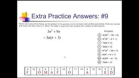 Greatest Common Factor: Problem Set #5