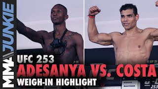 Israel Adesanya vs. Paulo Costa title fight official | UFC 253 weigh-in highlight