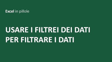 EXCEL - Usare i filtri dei dati per filtrare i dati