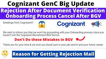 Cognizant Imp. Update, Sending Rejection mail After Document Verification! Onboarding Process Cancel