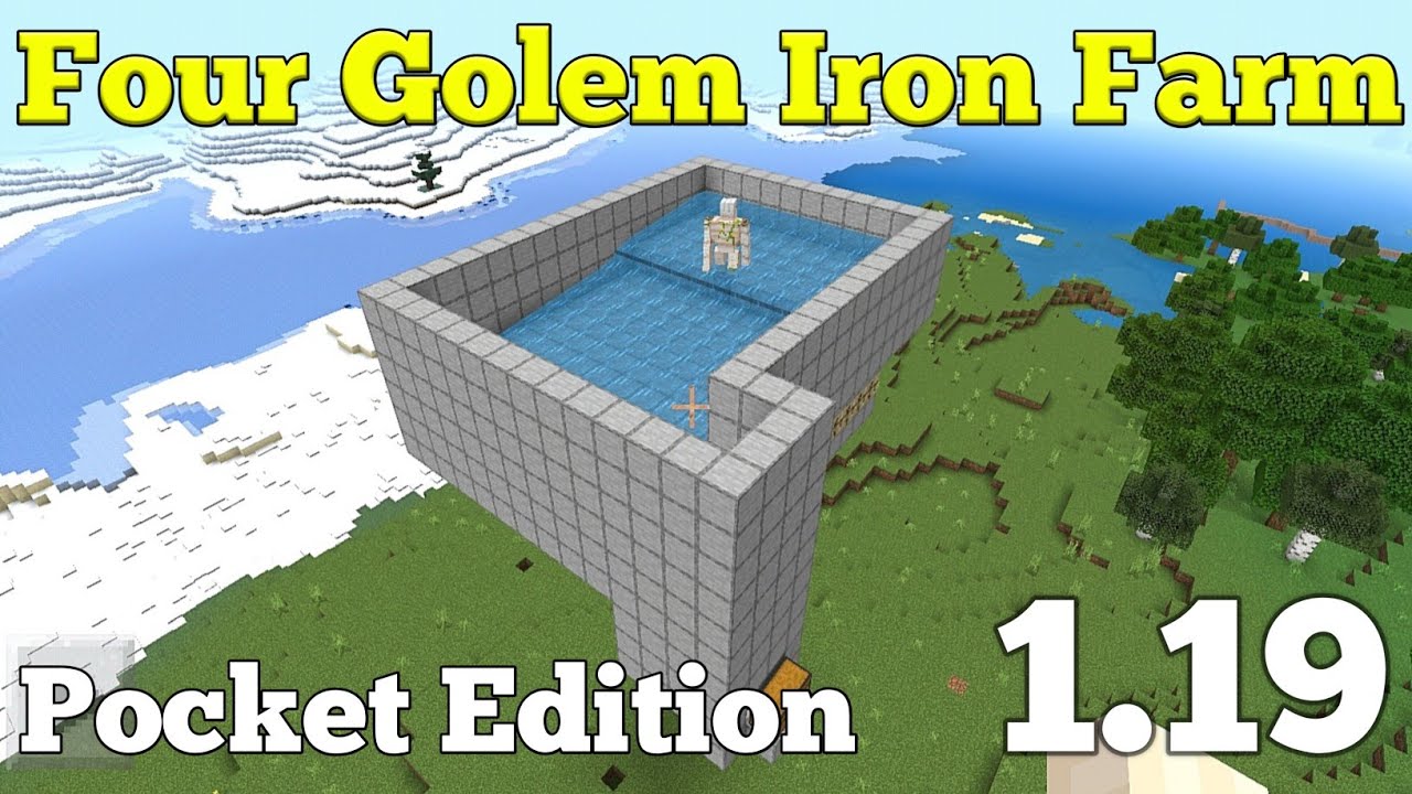 Four Golem Iron Farm Pocket Edition 1.19 Minecraft Hindi Gameplay YouTube