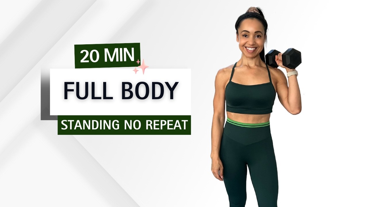 20 MIN FULL BODY DUMBBELL WORKOUT | Standing • No Repeats • Core ...