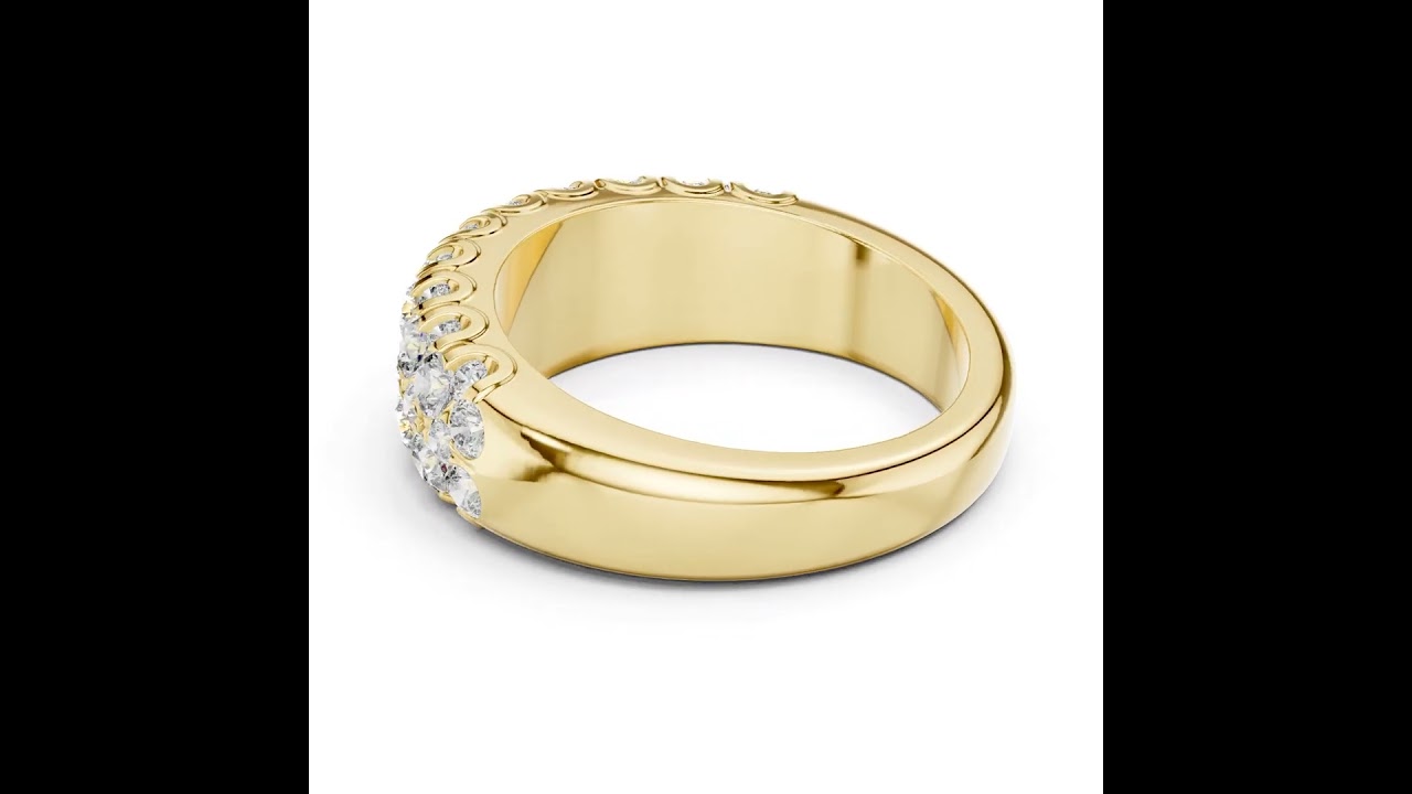 Multi Row Round Cut Lab Grown Diamond Half Eternity Wedding Band