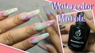 TRY IT WITH ME: Beetles Blooming Gel | Watercolor Marble Design | DIY Acrylic Full Set