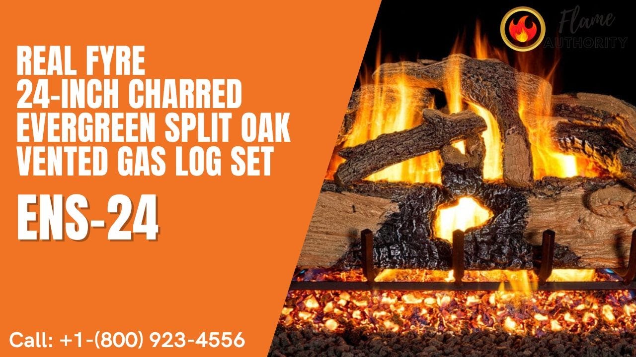Real Fyre 24-inch Charred Evergreen Split Oak Vented Gas Log Set - ENS-24