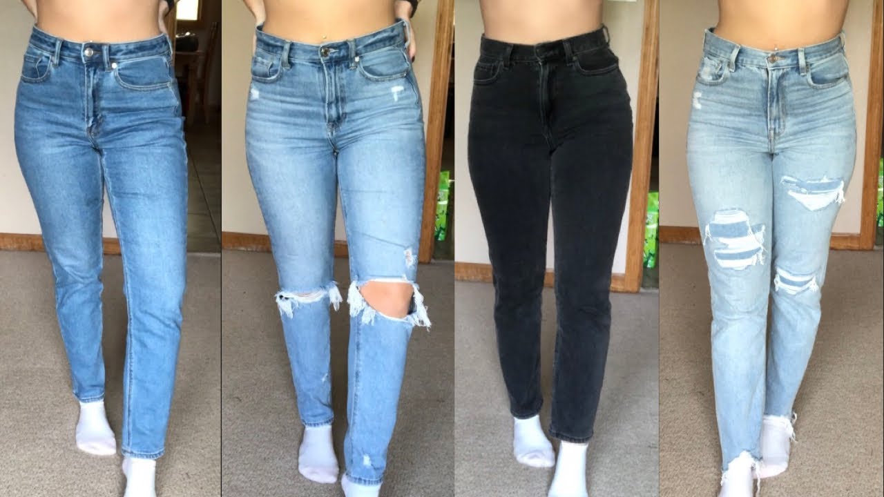 The Best Mom Jeans: American Eagle /a haul of stretch, light wash,  distressed, black denim, etc jean 