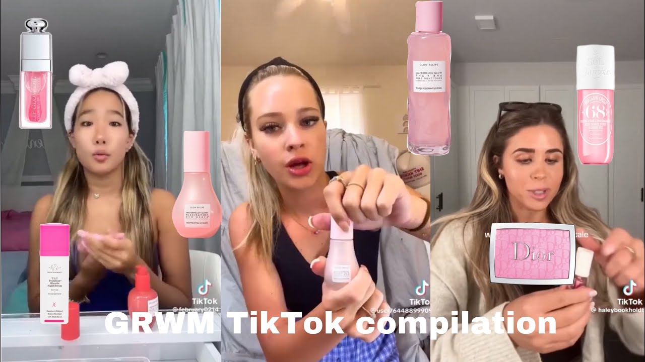 GRWM TikTok compilation story time #drawing #glowrecipe #skincare #diormakeup #grwm #preppy