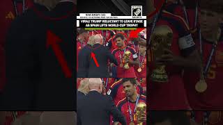 Must Watch! U.S. President Trump reluctant to leave stage as Spain lifts World cup trophy