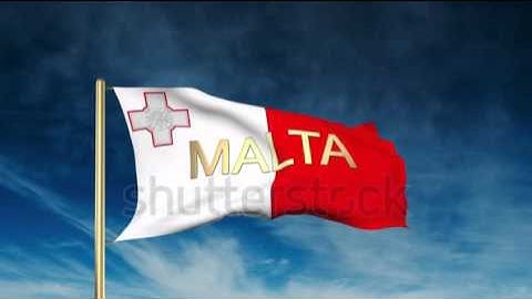 Malta flag slider style with title. Waving in the wind with cloud background animation Stock video