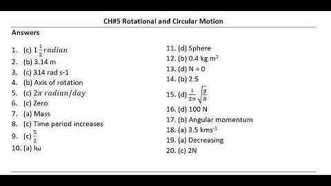 MSQs Answers of Physics-XI Balochistan Textbook Board: Chapter 5 - Rotational and Circular Motion