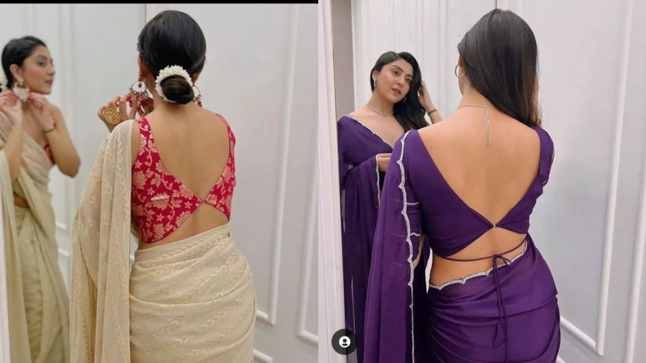 New style Backless Blouses Designs/ saree back less blouses designs ...