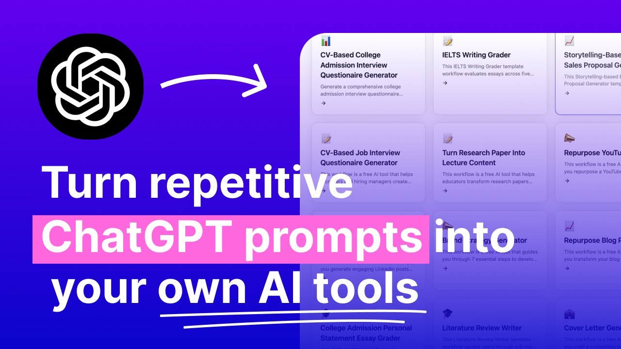 Turn your chatGPT prompts into an AI tool in a blink! - YouTube
