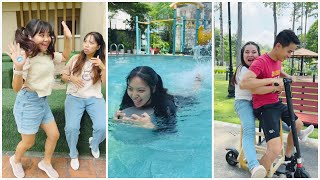 Pro swimming float vs Hacker Scooter 🛴🥰🛟 Linh Nhi vs Su Hao #shorts